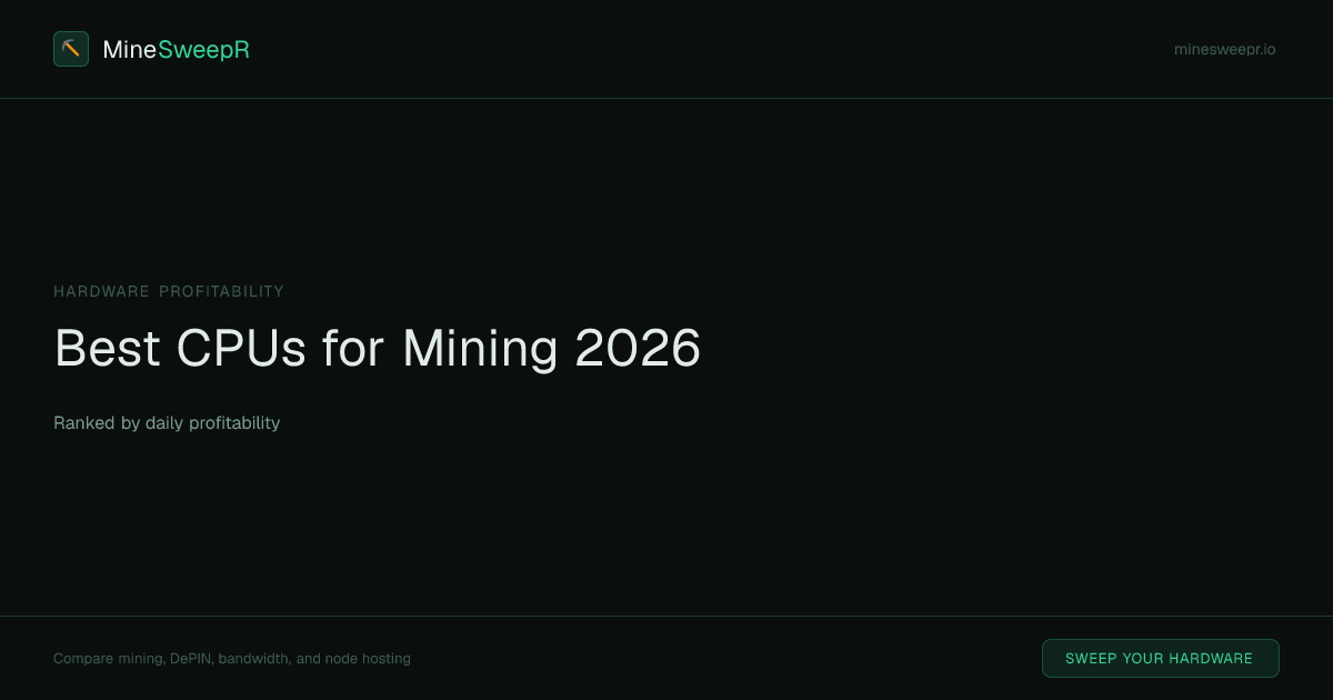 Best CPUs for Mining in 2026 — Ranked by Profitability | MineSweepR